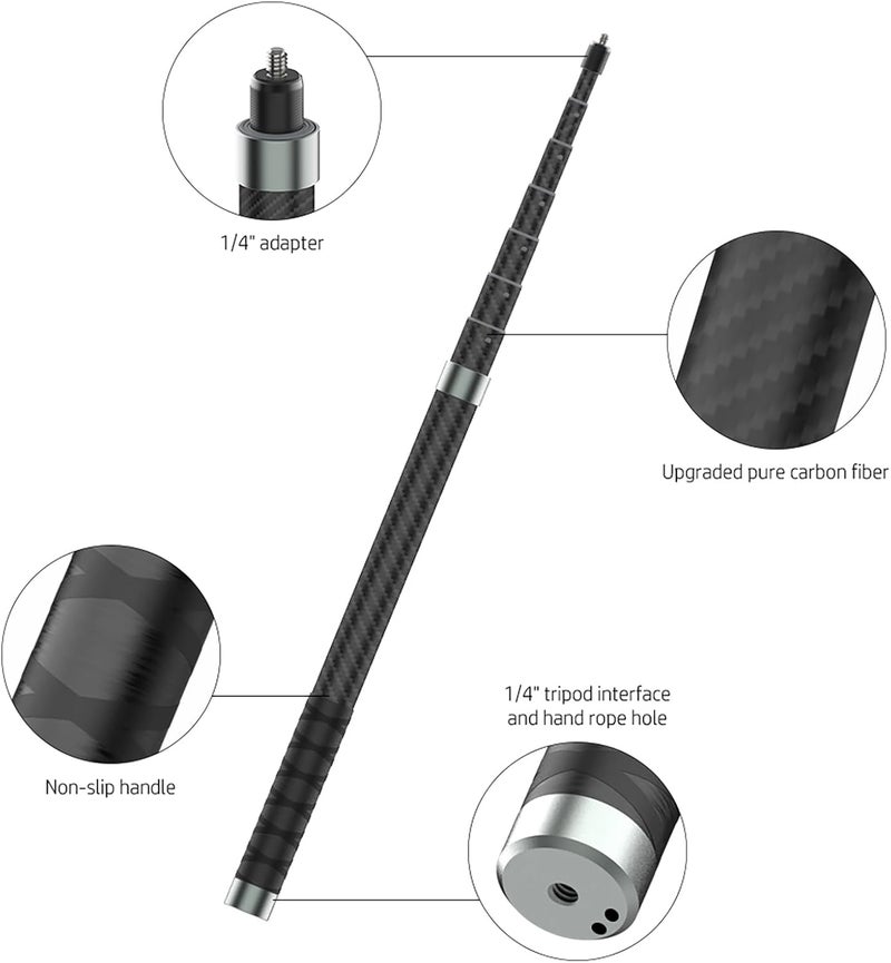 NEOSOU 2.6M/102-inch Invisible Selfie Stick, Carbon Fiber Long Pole Extension Rod for Insta360 X5 X4 X3 DJI Osmo 360 Nano, Lightweight/Waterproof/Extendable/Telescopic for 360 Camera Accessories - Image 1